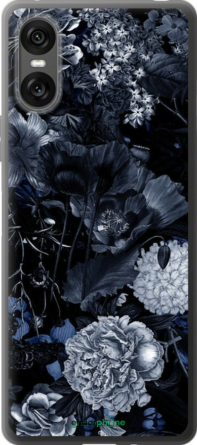 Силиконовый чехол Абстрактный цветочный рисунок в синих тонах для Sony Xperia 10 VI - 6539u-3976 изображение 