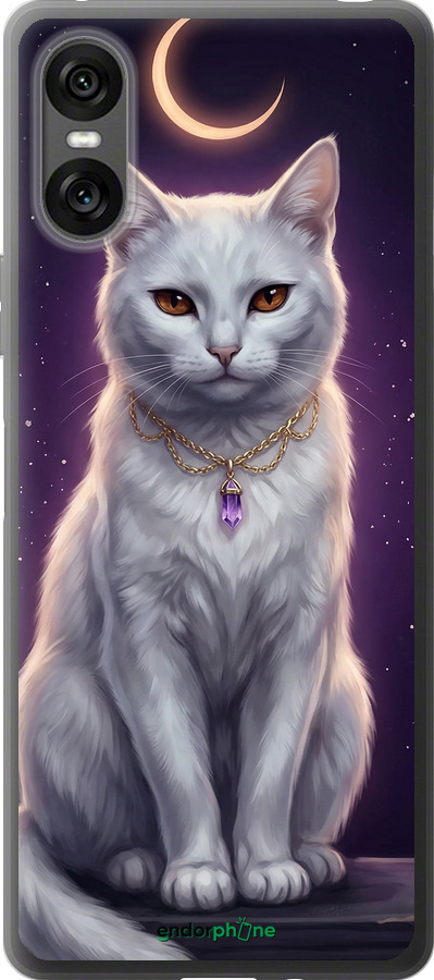 Силіконовий чехол Mystic White Cat Gothic Dark Purple Gold для Sony Xperia 10 VI - 6805u-3976 изображение 