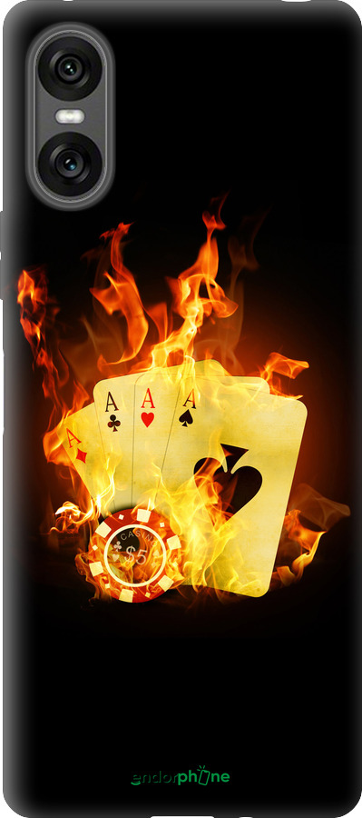 Силиконовый чехол Горящие карты для Sony Xperia 10 VI - 839u-3976 изображение 