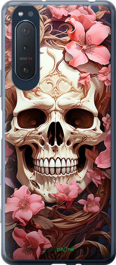 2D пластиковый чехол Череп в розовых цветах для Sony Xperia 5 II - 5965t-2258 изображение 
