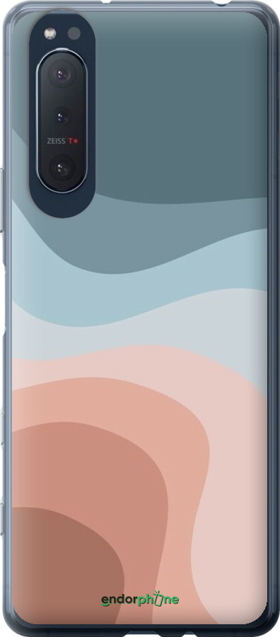 2D пластиковый чехол С синими и розовыми волнами в стиле ретро для Sony Xperia 5 II - 6532t-2258 изображение 