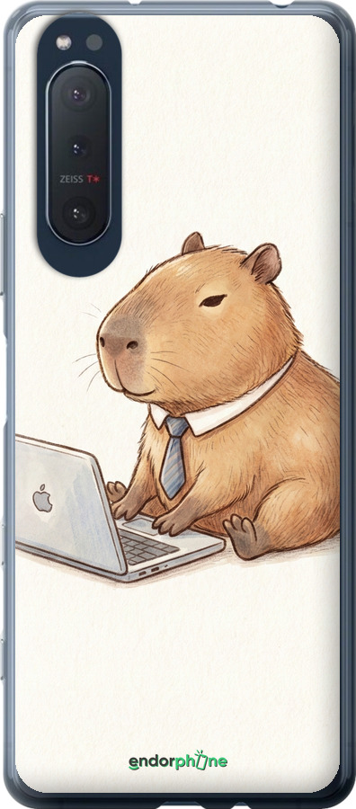 2D пластиковий чехол Funny Capybara CEO Working для Sony Xperia 5 II - 6777t-2258 изображение 