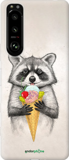 Силиконовый чехол Енотик с мороженым для Sony Xperia 5 III - 4602u-2580 изображение 