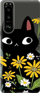 Силиконовый чехол Черный кот с цветами для Sony Xperia 5 III - 6448u-2580 изображение 