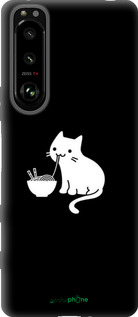 Силиконовый чехол С милым котом на черном фоне для Sony Xperia 5 III - 6528u-2580 изображение 
