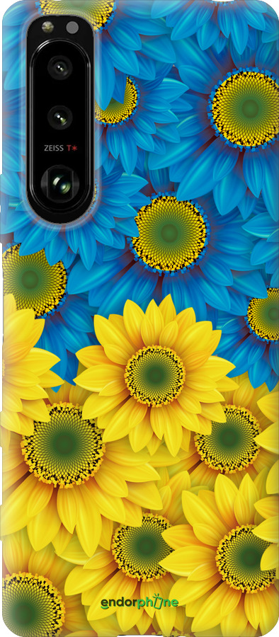 Силиконовый чехол Жёлто-голубые цветы для Sony Xperia 5 III - 1048u-2580 изображение 