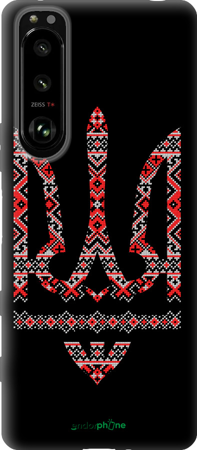 Силиконовый чехол Герб - вышиванка на черном фоне для Sony Xperia 5 III - 1196u-2580 изображение 