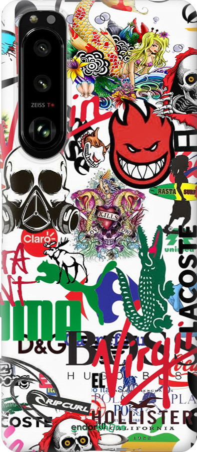 Силиконовый чехол Many different logos для Sony Xperia 5 III - 4022u-2580 изображение 