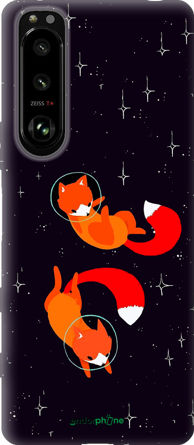 Силиконовый чехол Лисички в космосе для Sony Xperia 5 III - 4519u-2580 изображение 