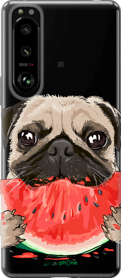Силиконовый чехол Мопс и арбуз для Sony Xperia 5 III - 4665u-2580 изображение 