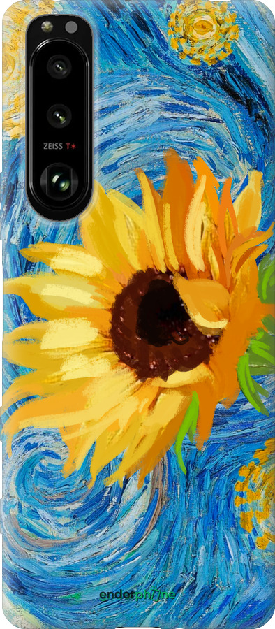 Силиконовый чехол Цветы желто-голубые для Sony Xperia 5 III - 5308u-2580 изображение 