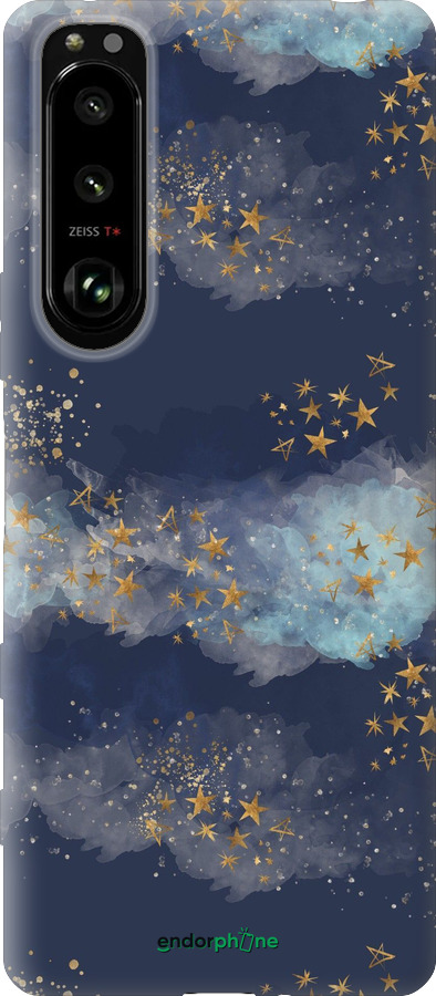 Силиконовый чехол Ночь золотые звезды для Sony Xperia 5 III - 5421u-2580 изображение 