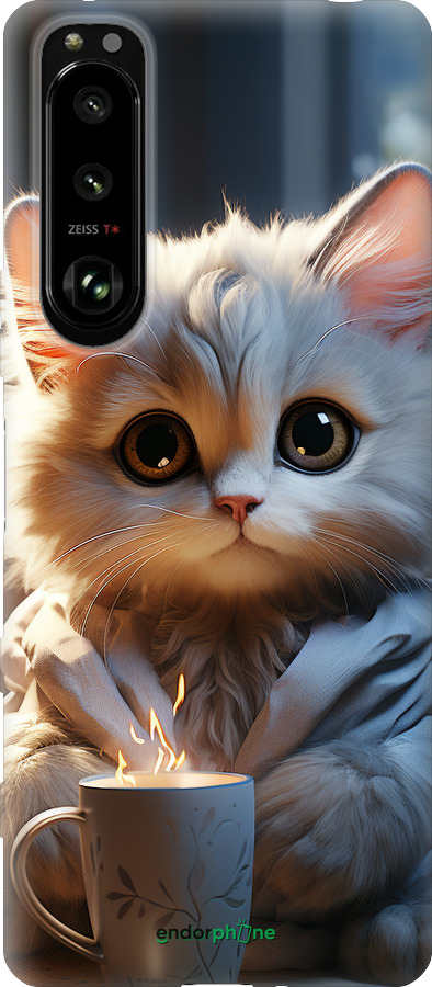Силіконовий чехол Білий кіт для Sony Xperia 5 III - 5646u-2580 изображение 