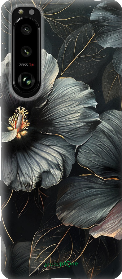 Силиконовый чехол Черные цветы для Sony Xperia 5 III - 6031u-2580 изображение 