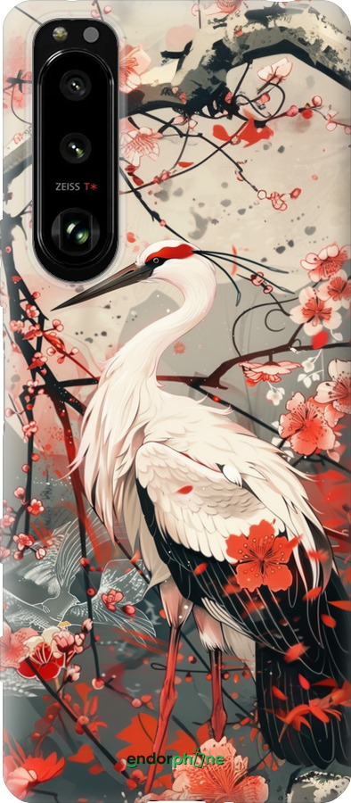 Силиконовый чехол Аист в цвету сакуры для Sony Xperia 5 III - 6109u-2580 изображение 
