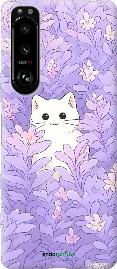Силиконовый чехол Котик в цветах для Sony Xperia 5 III - 6390u-2580 изображение 