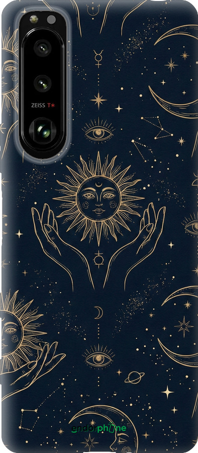 Силиконовый чехол Celestial Harmony: Sun & Moon Gold Mystic Pattern для Sony Xperia 5 III - 6778u-2580 изображение 