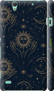 3D пластиковий глянцевий чехол Celestial Harmony: Sun & Moon Gold Mystic Pattern для Sony Xperia C4 E5333 - 6778c-295 изображение 