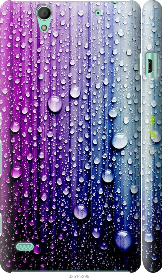 

3D пластиковий матовий чохол "Краплини води" для Sony Xperia C4 E5333, Синій