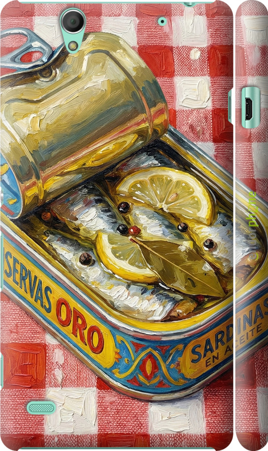 3D пластиковый матовый чехол Vintage Sardine Tin Phone для Sony Xperia C4 E5333 - 6772m-295 изображение 