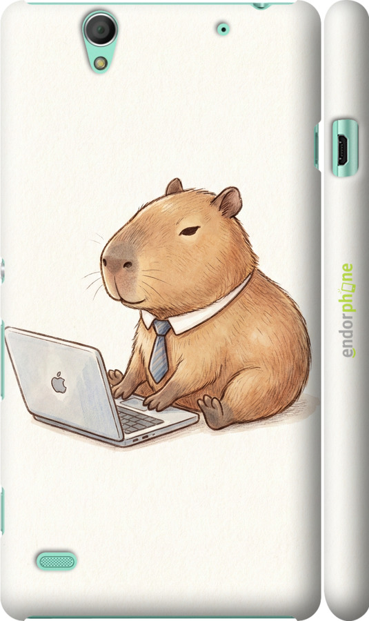 3D пластиковый матовый чехол Funny Capybara CEO Working для Sony Xperia C4 E5333 - 6777m-295 изображение 
