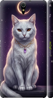 3D пластиковый глянцевый чехол Mystic White Cat Gothic Dark Purple Gold для Sony Xperia C5 Ultra Dual E5533 - 6805c-506 изображение 