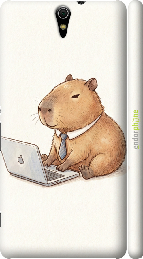 3D пластиковий матовий чехол Funny Capybara CEO Working для Sony Xperia C5 Ultra Dual E5533 - 6777m-506 изображение 