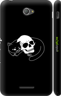 3D пластиковий матовий чехол Із зображенням кота та черепа для Sony Xperia E4 Dual E2115 - 6491m-87 изображение 