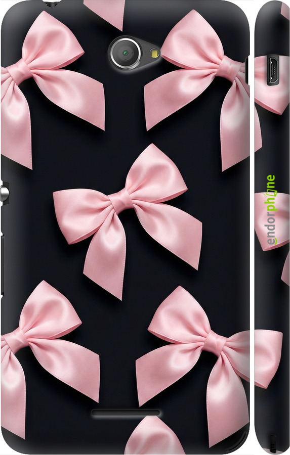 3D пластиковый глянцевый чехол Coquette Ribbons Dark Coquette для Sony Xperia E4 Dual E2115 - 6767c-87 изображение 