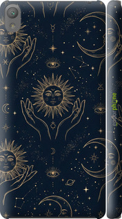 3D пластиковый матовый чехол Celestial Harmony: Sun & Moon Gold Mystic Pattern для Sony Xperia E5 F3311 - 6778m-458 изображение 