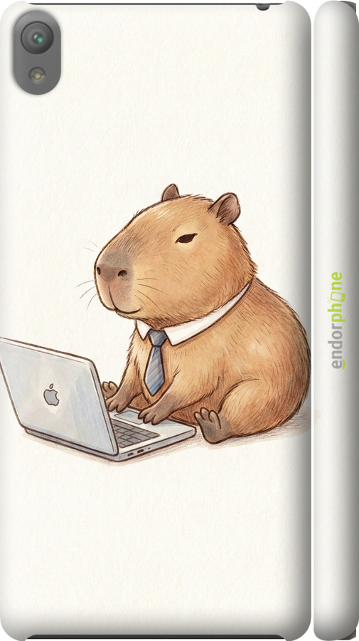 3D пластиковый глянцевый чехол Funny Capybara CEO Working для Sony Xperia E5 F3311 - 6777c-458 изображение 
