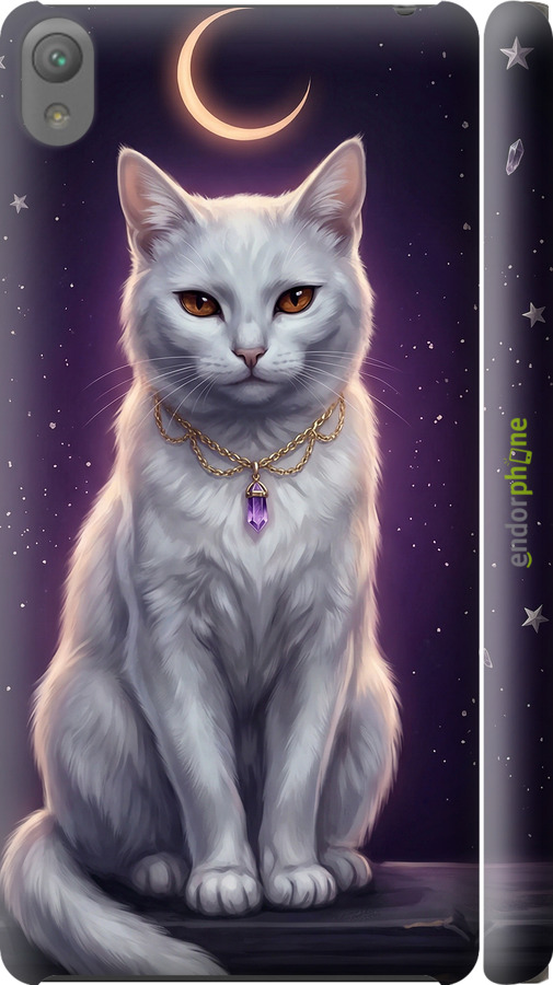 3D пластиковий глянцевий чехол Mystic White Cat Gothic Dark Purple Gold для Sony Xperia E5 F3311 - 6805c-458 изображение 