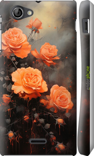 3D пластиковый глянцевый чехол Оранжевые розы для Sony Xperia J ST26i - 5944c-779 изображение 