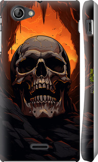 3D пластиковый глянцевый чехол Череп в пещере для Sony Xperia J ST26i - 5959c-779 изображение 