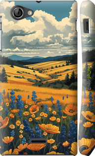 3D пластиковый глянцевый чехол Украинское поле для Sony Xperia J ST26i - 6082c-779 изображение 