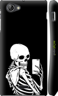 3D пластиковий глянцевий чехол Скелет робить Selfie для Sony Xperia J ST26i - 6535c-779 изображение 