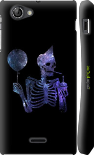 3D пластиковый глянцевый чехол Скелетное искусство для Sony Xperia J ST26i - 6536c-779 изображение 