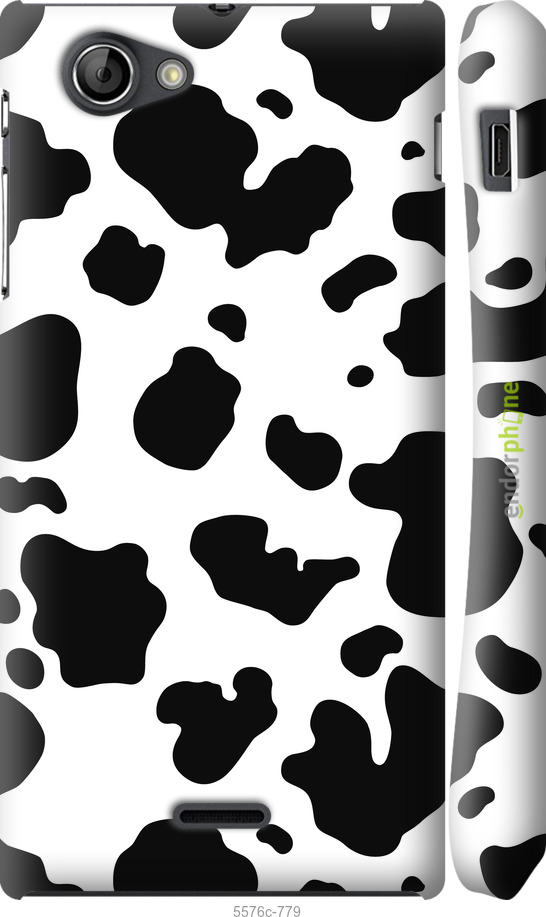 3D пластиковый глянцевый чехол Шкура коровы для Sony Xperia J ST26i - 5576c-779 изображение 