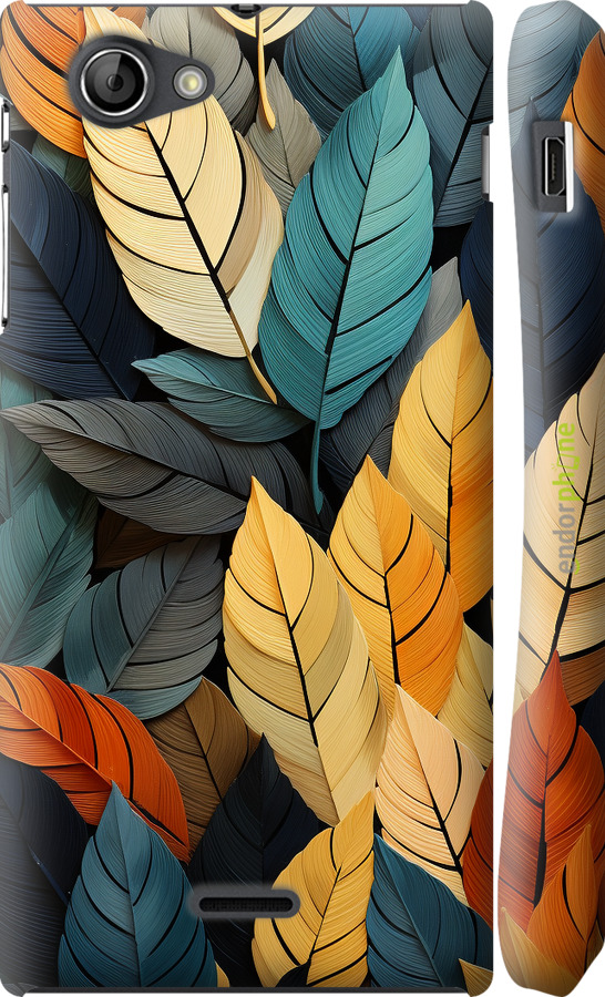 3D пластиковый глянцевый чехол Кольорове листя для Sony Xperia J ST26i - 5644c-779 изображение 