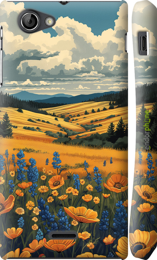 3D пластиковый глянцевый чехол Украинское поле для Sony Xperia J ST26i - 6082c-779 изображение 