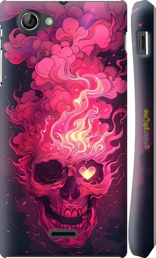 3D пластиковый глянцевый чехол Череп арт для Sony Xperia J ST26i - 6385c-779 изображение 