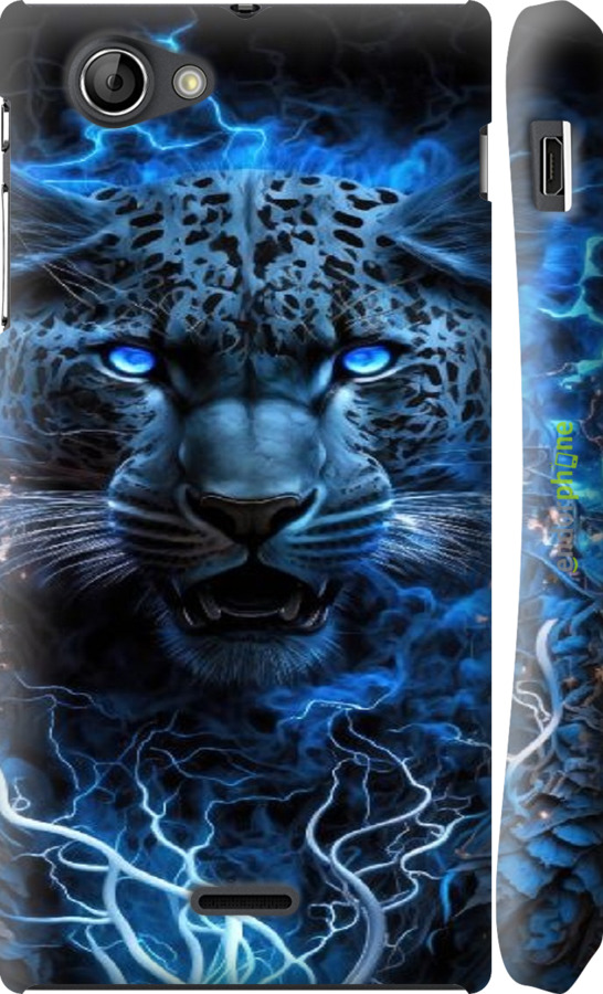 3D пластиковий глянцевий чехол Крижаний леопард для Sony Xperia J ST26i - 6460c-779 изображение 