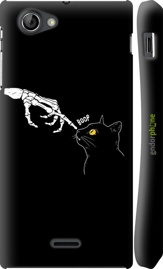 3D пластиковый глянцевый чехол Кошка для Sony Xperia J ST26i - 6505c-779 изображение 