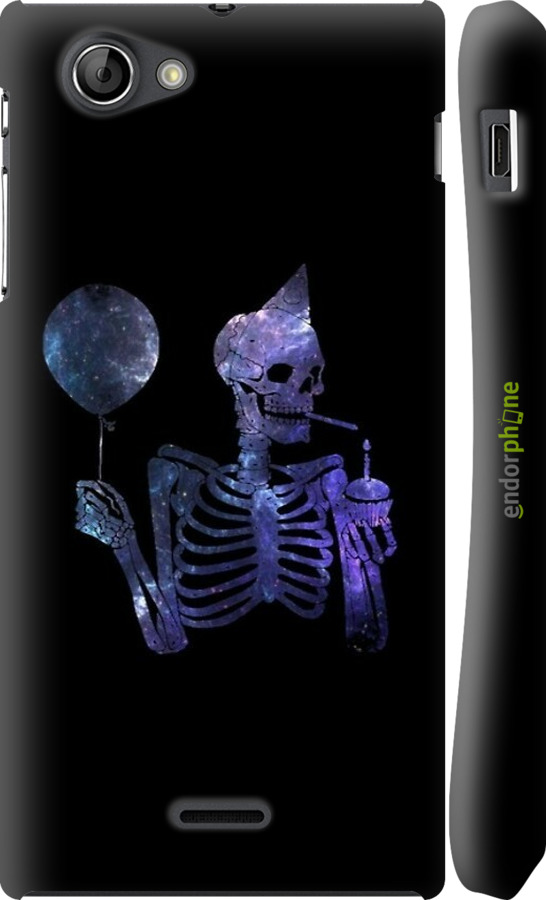 3D пластиковый глянцевый чехол Скелетное искусство для Sony Xperia J ST26i - 6536c-779 изображение 