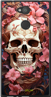 Силиконовый чехол Череп в розовых цветах для Sony Xperia L2 H4311 - 5965u-1394 изображение 