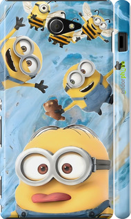 3D пластиковый глянцевый чехол Миньоны для Sony Xperia M2 dual D2302 - 6386c-61 изображение 