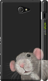 3D пластиковый глянцевый чехол The Peeking Rat для Sony Xperia M2 D2305 - 6442c-60 изображение 