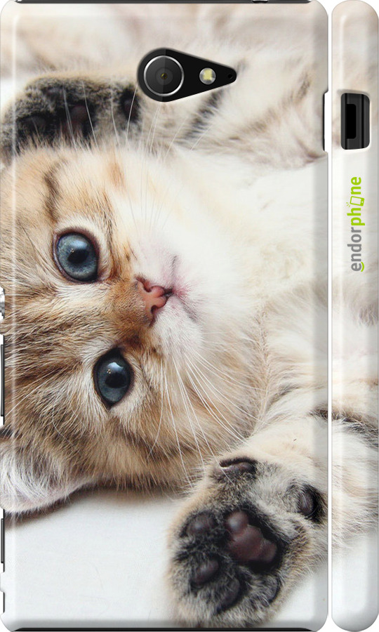 3D пластиковый глянцевый чехол Котик для Sony Xperia M2 D2305 - 6024c-60 изображение 