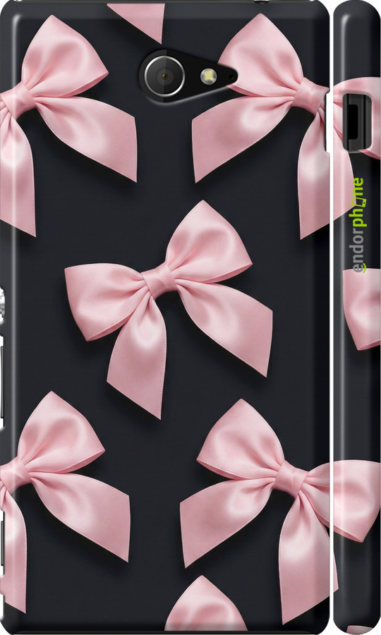 3D пластиковий матовий чехол Coquette Ribbons Dark Coquette для Sony Xperia M2 D2305 - 6767m-60 изображение 