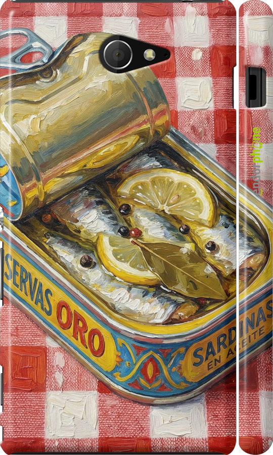 3D пластиковый глянцевый чехол Vintage Sardine Tin Phone для Sony Xperia M2 dual D2302 - 6772c-61 изображение 